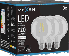 Mexen Vintis 3x Ampoule filament LED E27, G95, 6W, Neutre - 4000K, 720 lm, claire - L157-E27-0640-00x03