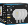 Mexen Vintis 3x Ampoule filament LED E27, G95, 8W, Chaud - 2700K, 1055 lm, transparent - L157-E27-0827-00x03