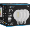 Mexen Vintis 3x Ampoule filament LED E27, G95, 8W, Neutre - 4000K, 1055 lm, clair - L157-E27-0840-00x03