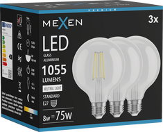Mexen Vintis 3x Ampoule filament LED E27, G95, 8W, Neutre - 4000K, 1055 lm, clair - L157-E27-0840-00x03