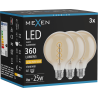 Mexen Vintis 3x Ampoule à filament spirale LED E27, G95, 4W, Chaude - 2200K, 360 lm, ambre - L167-E27-0422-50x03