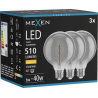 Mexen Vintis 3x Ampoule filament spirale LED E27, G95, 6W, Chaude - 2700K, 510 lm, fumée - L167-E27-0627-70x03
