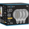 Mexen Vintis 3x Ampoule filament spirale LED E27, G95, 8W, Chaude - 2200K, 450 lm, fumée - L167-E27-0822-70x03