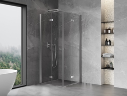 Mexen Mist-F Duo cabine de douche pliante 80 x 80 cm, transparent, chromé - 8A6-080L-080P-01-00