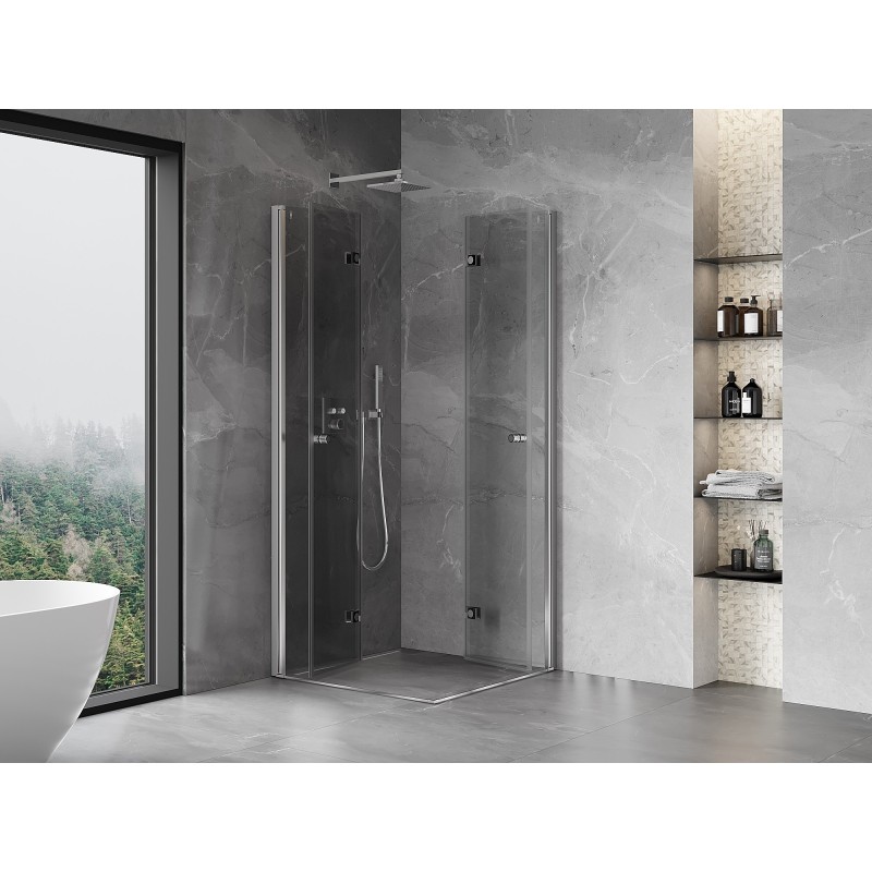 Mexen Mist-F Duo cabine de douche pliante 80 x 80 cm, transparent, chromé - 8A6-080L-080P-01-00