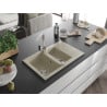 Mexen Gaspar évier en granit 1,5 bacs avec égouttoir et robinet de cuisine Rita, beige - 6507-69-670300-00