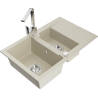 Mexen Gaspar évier en granit 1,5 bac avec égouttoir et robinet Rita, beige - 6507-69-670300-00