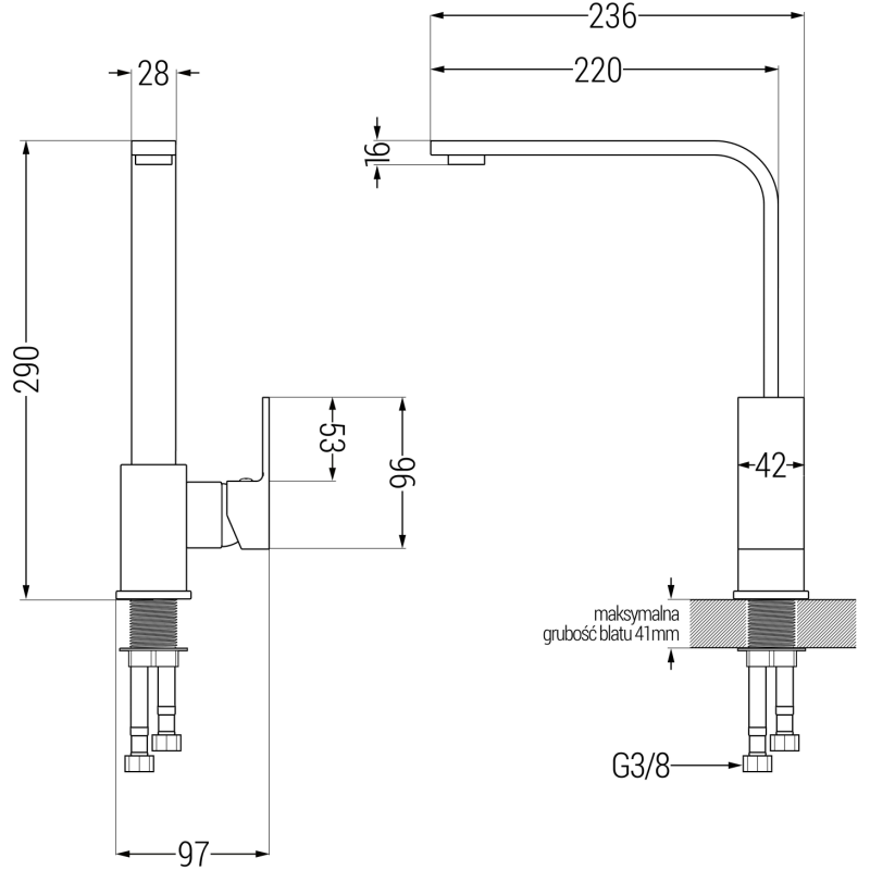 Mexen Gaspar évier en granit à 1,5 bac avec égouttoir et robinet de cuisine Rita, gris - 6507-71-670300-50