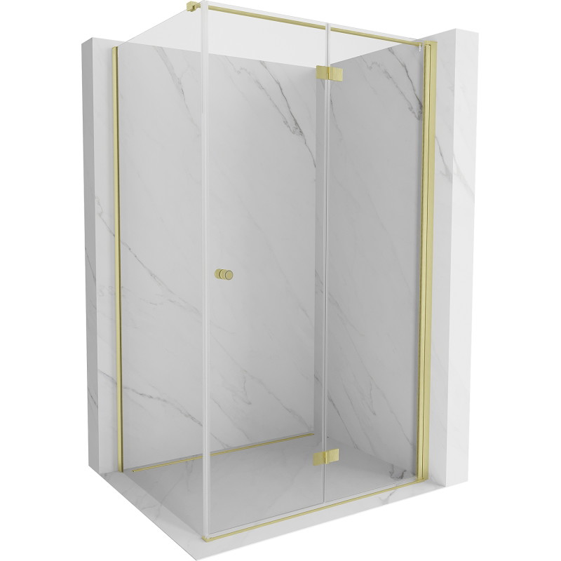 Mexen Mist-F cabine de douche pliante droite 80 x 100 cm, transparent, or brossé - 8A6T-080-100-55-00-P