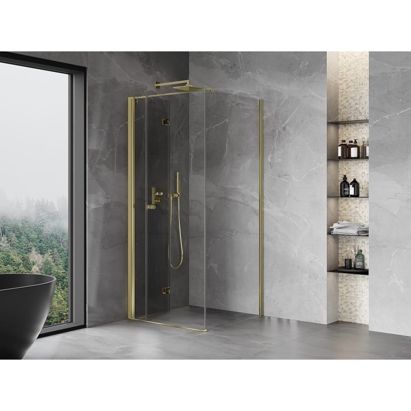 Mexen Mist-F cabine de douche pliante gauche 75 x 75 cm, transparent, or - 8A6T-075-075-50-00-L