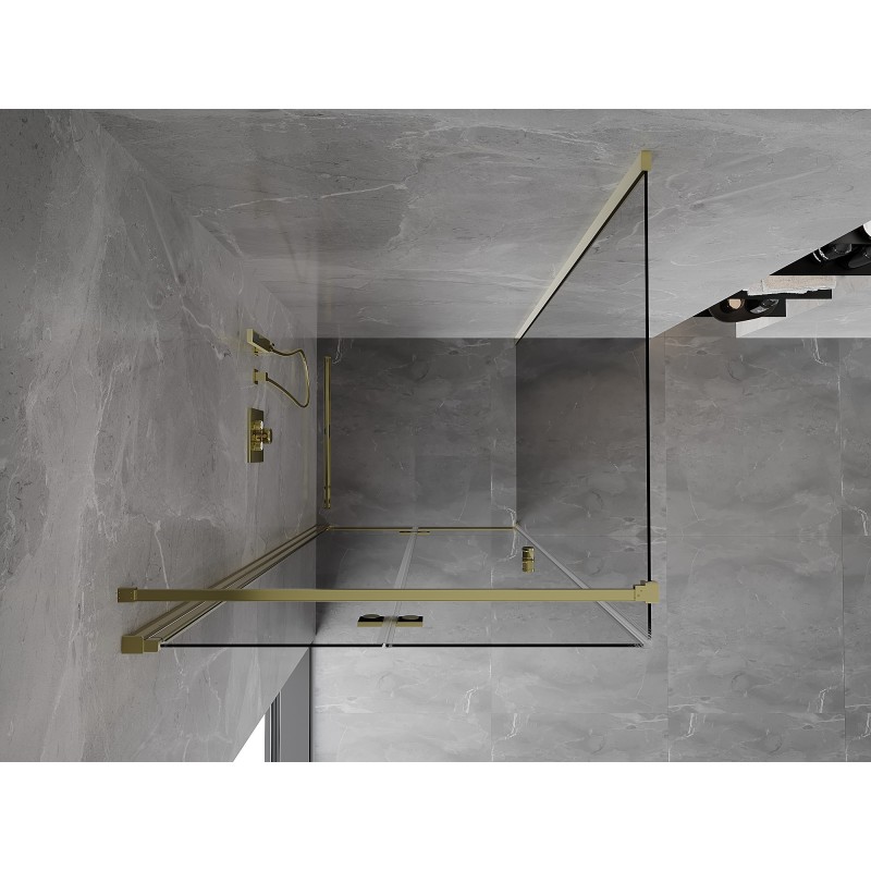 Mexen Mist-F cabine de douche pliante gauche 90 x 90 cm, transparent, doré - 8A6T-090-090-50-00-L
