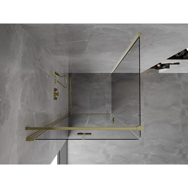 Mexen Mist-F cabine de douche pliante gauche 100 x 100 cm, transparente, or - 8A6T-100-100-50-00-L