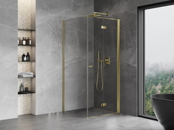 Mexen Mist-F cabine de douche pliante droite 100 x 100 cm, transparent, dorée - 8A6T-100-100-50-00-P