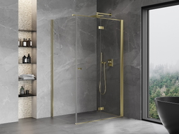 Mexen Mist-F cabine de douche pliante droite 75 x 110 cm, transparente, dorée - 8A6T-075-110-50-00-P