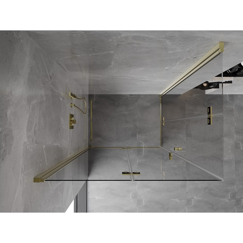 Mexen Mist-F Duo cabine de douche pliante gauche 85 x 70 cm, transparent, doré - 8A6-085L-070P-50-00