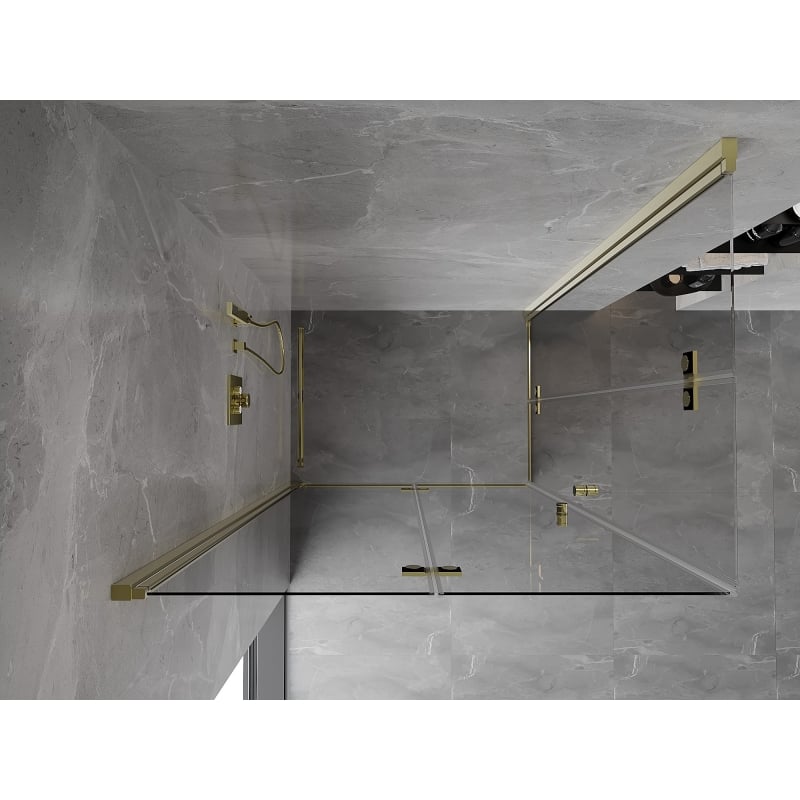 Mexen Mist-F Duo cabine de douche pliable gauche 85 x 80 cm, transparent, or - 8A6-085L-080P-50-00
