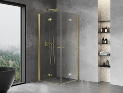 Mexen Mist-F Duo cabine de douche pliante 80 x 80 cm, transparent, or - 8A6-080L-080P-50-00