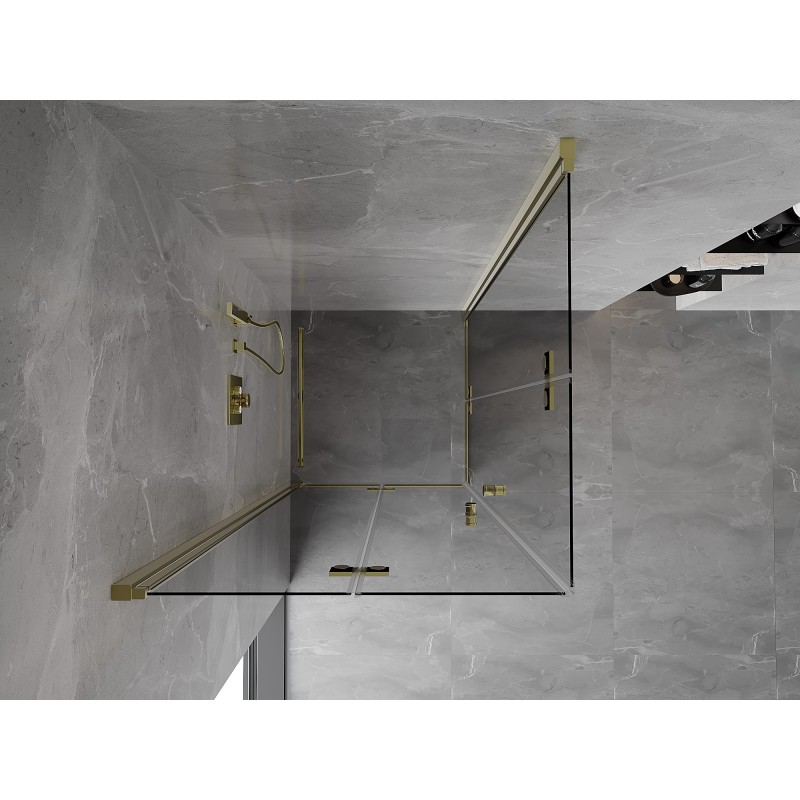 Mexen Mist-F Duo cabine de douche pliante 80 x 80 cm, transparent, or - 8A6-080L-080P-50-00