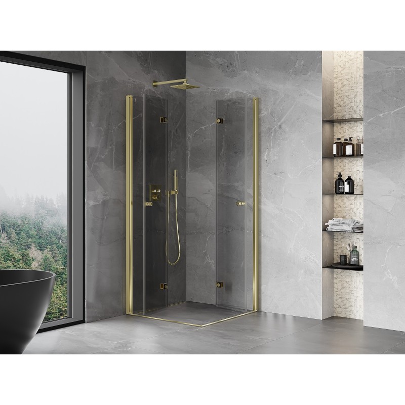 Mexen Mist-F Duo cabine de douche pliante 85 x 85 cm, transparent, or - 8A6-085L-085P-50-00