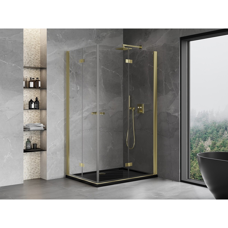 Mexen Mist-F Duo cabine de douche pliante droite 75 x 90 cm, transparent, dorée - 8A6-075L-090P-50-00