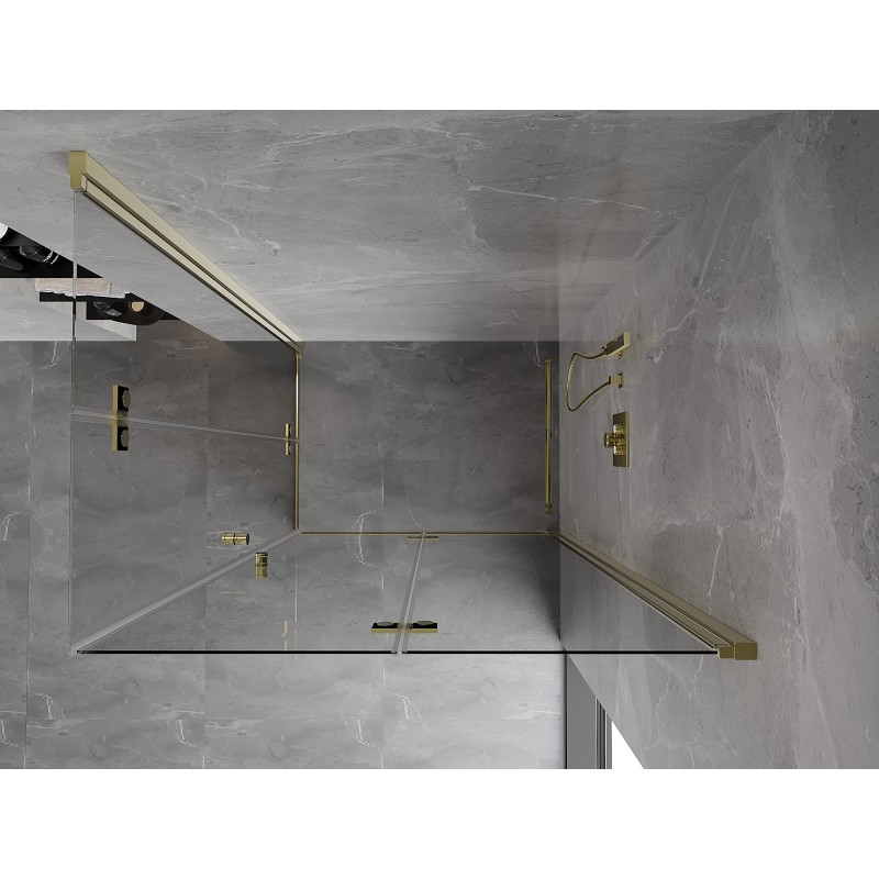 Mexen Mist-F Duo cabine de douche pliante droite 85 x 90 cm, transparent, dorée - 8A6-085L-090P-50-00