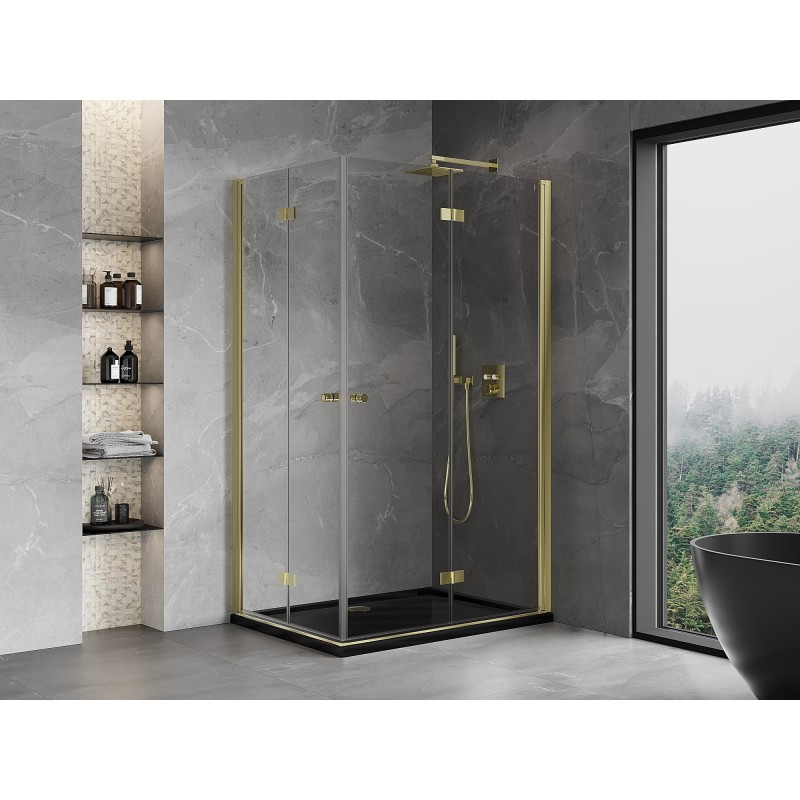 Mexen Mist-F Duo cabine de douche pliante droite 80 x 95 cm, transparent, or - 8A6-080L-095P-50-00