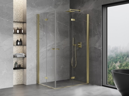 Mexen Mist-F Duo cabine de douche pliante droite 75 x 120 cm, transparent, doré - 8A6-075L-120P-50-00