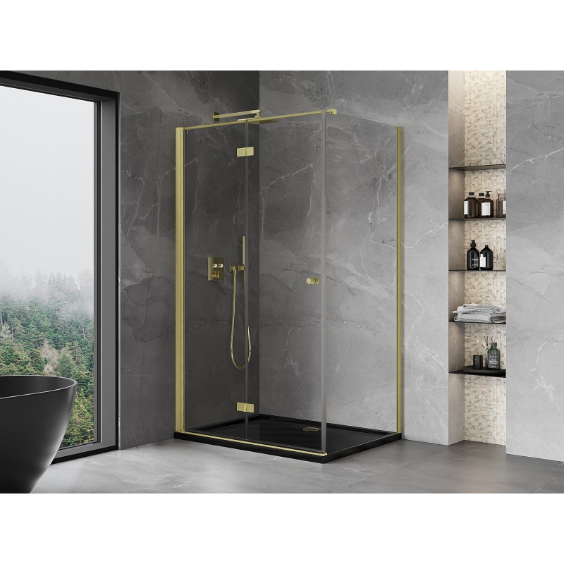 Mexen Mist-F cabine de douche pliante gauche 110 x 70 cm, transparent, or brossé - 8A6T-110-070-55-00-L