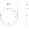 Mexen LDSR plafonnier LED en saillie diamètre 17 cm, 12W, Neutre - 4000K, 1320 lm, blanc - L212-017-1240-20