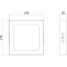 Mexen LDSS plafonnier LED de surface 17 x 17 cm, 12W, Neutre - 4000K, 960 lm, noir - L213-017-1240-70