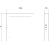 Mexen LDSS plafonnier de plafond LED en saillie 22 x 22 cm, 18W, Neutre - 4000K, 1440 lm, noir - L213-022-1840-70