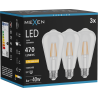 Mexen Vintis 3x Ampoule filament LED E27, ST64, 4W, Chaude - 2200K, 470 lm, transparente - L152-E27-0422-00x03