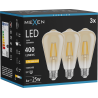 Mexen Vintis 3x Ampoule à filament LED E27, ST64, 4W, Chaude - 2200K, 400 lm, ambre - L152-E27-0422-50x03