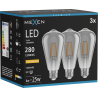 Mexen Vintis 3x Ampoule filament LED E27, ST64, 4W, Chaude - 2200K, 300 lm, fumée - L152-E27-0422-70x03