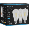 Mexen Vintis 3x Ampoule à filament LED E27, ST64, 4W, Froid - 6500K, 470 lm, clair - L152-E27-0465-00x03