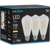 Mexen Vintis 3x Ampoule à filament LED E27, ST64, 6W, Chaude - 2700K, 720 lm, claire - L152-E27-0627-00x03