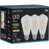 Mexen Vintis 3x Ampoule filament LED E27, ST64, 8W, Chaud - 2200K, 1055 lm, claire - L152-E27-0822-00x03