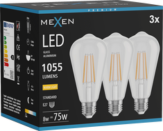 Mexen Vintis 3x Ampoule filament LED E27, ST64, 8W, Chaude - 2700K, 1055 lm, clair - L152-E27-0827-00x03