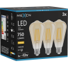Mexen Vintis 3x Ampoule filament LED E27, ST64, 8W, Chaude - 2700K, 750 lm, ambre - L152-E27-0827-50x03