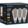 Mexen Vintis 3x Ampoule filament LED E27, ST64, 8W, Chaude - 2700K, 680 lm, fumée - L152-E27-0827-70x03
