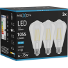 Mexen Vintis 3x Ampoule filament LED E27, ST64, 8W, Froid - 6500K, 1055 lm, transparent - L152-E27-0865-00x03