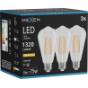 Mexen Vintis 3x ampoule LED à filament E27, ST64, 10W, Chaude - 2200K, 1320 lm, claire - L152-E27-1022-00x03