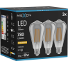 Mexen Vintis 3x ampoule filament LED E27, ST64, 10W, Chaude - 2200K, 780 lm, fumée - L152-E27-1022-70x03