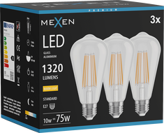 Mexen Vintis 3x Ampoule filament LED E27, ST64, 10W, Chaude - 2700K, 1320 lm, transparent - L152-E27-1027-00x03