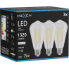 Mexen Vintis 3x Ampoule à filament LED E27, ST64, 10W, Neutre - 4000K, 1320 lm, clair - L152-E27-1040-00x03