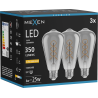 Mexen Vintis 3x Ampoule filament spiralée LED E27, ST64, 6W, Chaude - 2200K, 350 lm, fumée - L162-E27-0622-70x03
