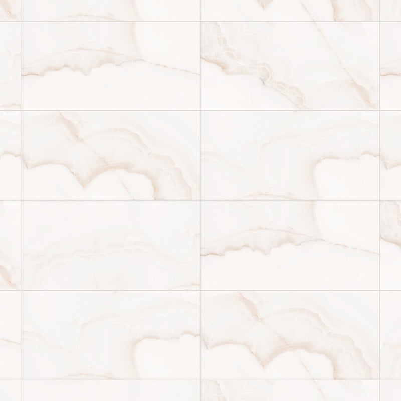 Mexen Onyx Grès blanc émaillé rect. G1, carreaux de sol et mur 120 x 60 cm, brillant - TL106-120-060-01