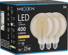 Mexen Vintis 3x ampoule à filament LED E27, G125, 4W, chaude - 2200K, 400 lm, ambre - L158-E27-0422-50x03