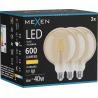 Mexen Vintis 3x Ampoule filament LED E27, G125, 6W, Chaude - 2700K, 600 lm, ambre - L158-E27-0627-50x03