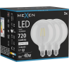 Mexen Vintis 3x ampoule LED à filament E27, G125, 6W, Neutre - 4000K, 720 lm, transparent - L158-E27-0640-00x03